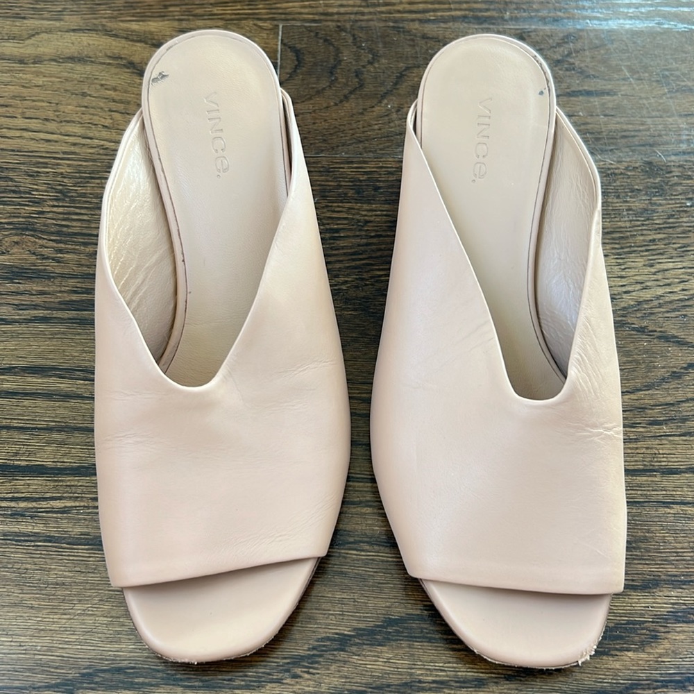 Vince Beige Cachet Mules Size 6.5